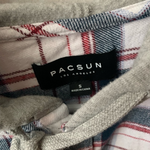 Mens Pacsun Plaid Hooded Flannel Sweatshirt Size: Small - Picture 3 of 3